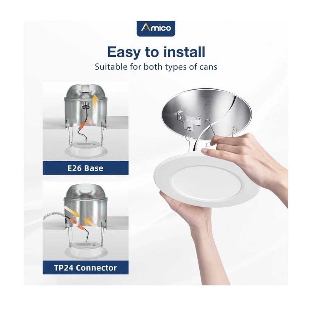 Amico 5/6in LED Recessed Downlight 5CCT Dimmable E26 12W 800-999lm 12pk